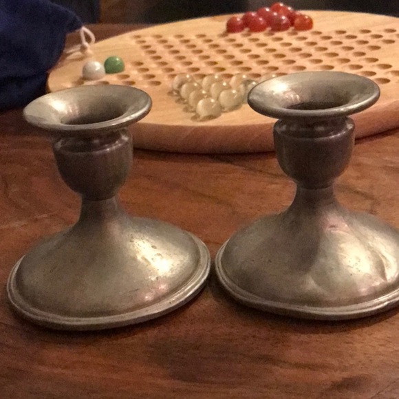 Revere Pewter VTG Pair Of 2 Candle Holders Weighted Pewter Set Round - Picture 6 of 13